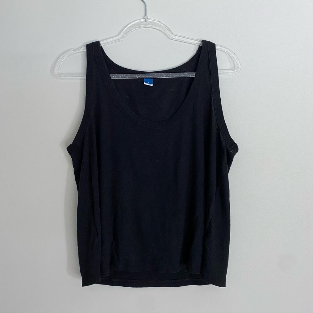 old navy semi sheer linen blend oversized black tank large scoop neck